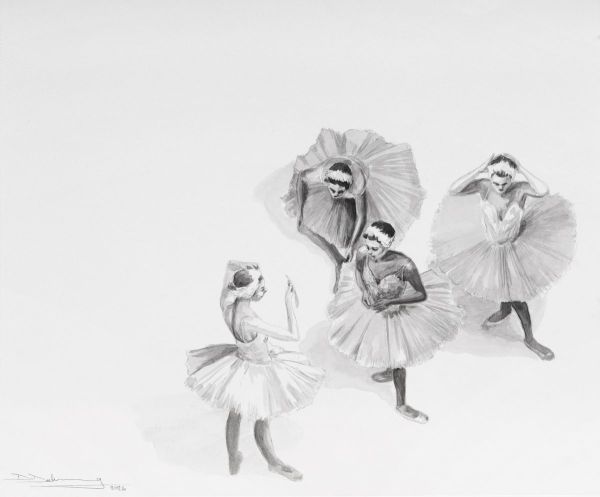 Backstage, 2025, Ink on paper, 46 x 37 cm.