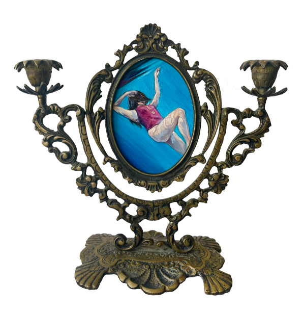 Fall, 2025, Oil on found materials, 23 x 24 cm.