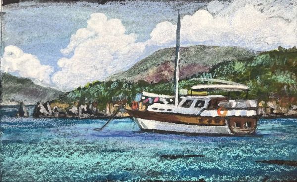 Rest, 2025, Mixed media on paper, 6,5 x 10 cm.