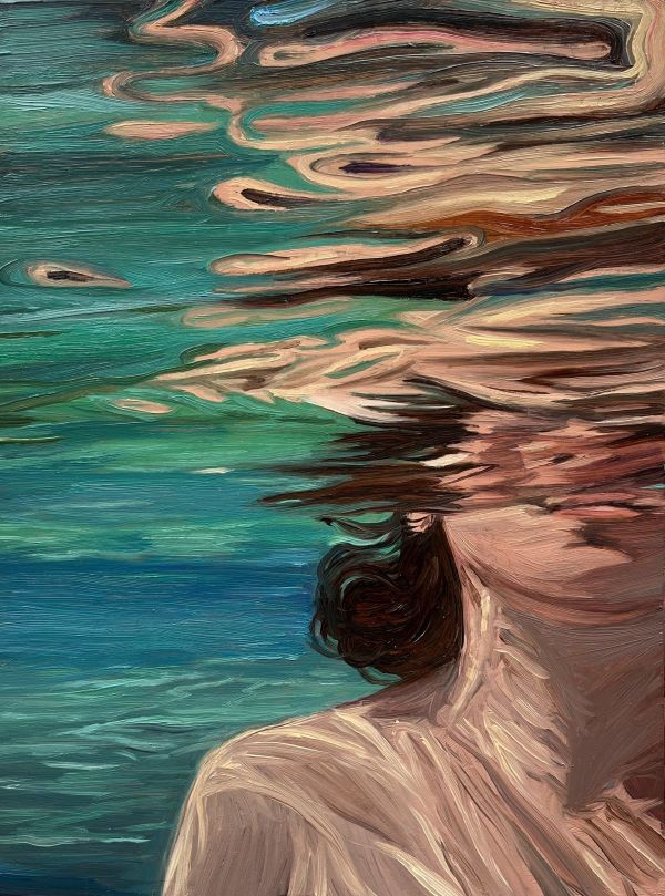 Submerged, 2025, Oil on copper, 23 x 15 cm.