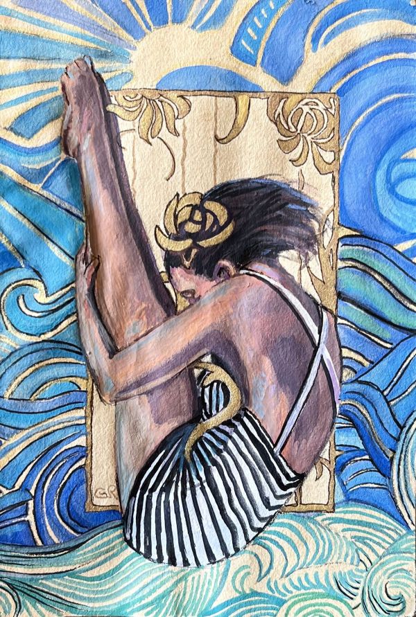 Tuck, 2024, Guaj Gouache on Found Paper, 11 x 8 cm.