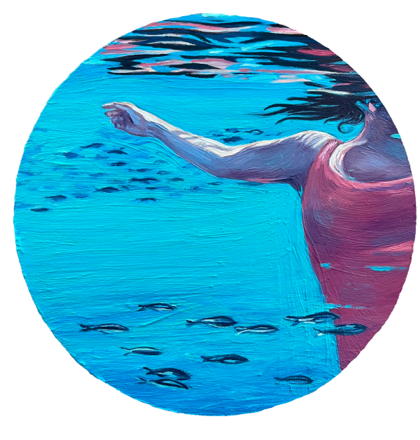 With Friends, 2025, Oil on copper, 15 x 15 cm.