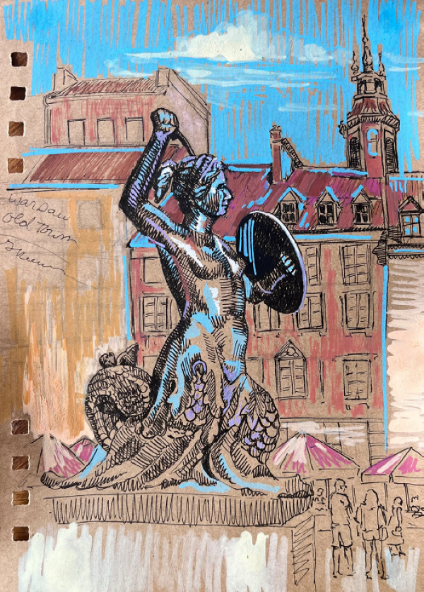 Warsaw, 2019, Mixed media on paper, 18 x 13 cm.