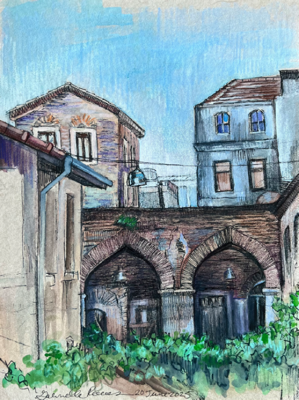 Rustem Pasa Han, 2025, Mixed technique on paper, 20 x 15 cm.