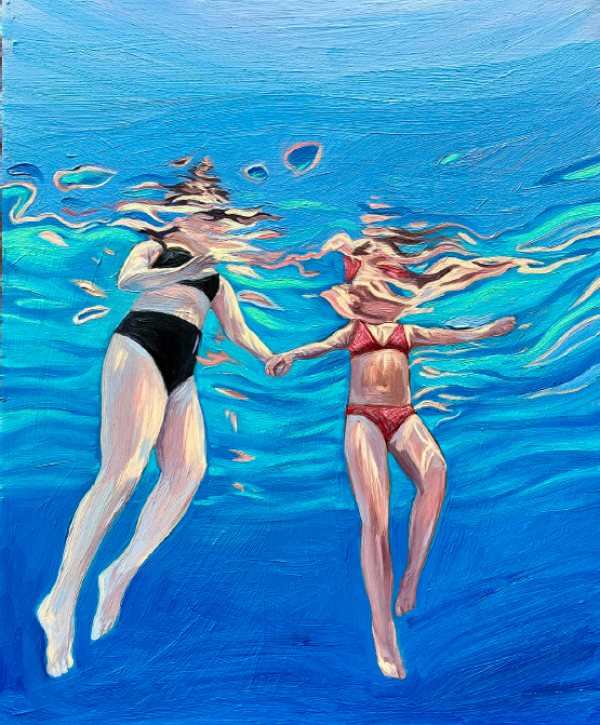 Sisters, 2025, Oil on copper, 29 x 24 cm.