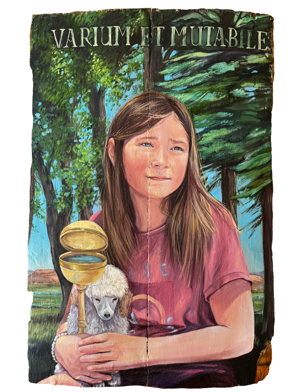 Varium Et Mutabile, 2025, Oil on wood, 45 x 34 cm.