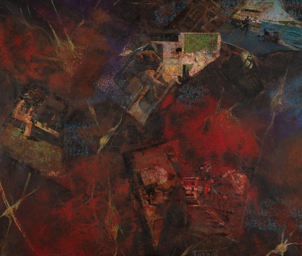 Fractal Myths: Becoming Flow 012, 2022, Acrylic, collage and mixed media on canvas, 66x78 cm.