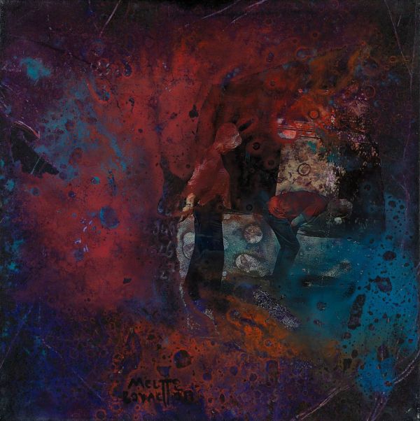Fractal Myths: The Fountain 031, 2019, Acrylic, collage and mixed media on canvas, 30x30 cm.