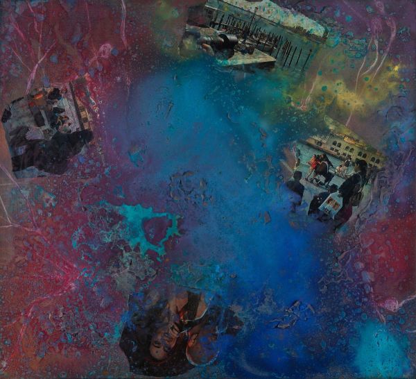 Fractal Myths: Venice 004, 2022, Acrylic, collage and mixed media on canvas, 50x55 cm