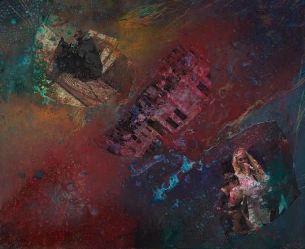 Fractal Myths: All Together 005, 2024, Acrylic, collage and mixed media on canvas, 45x55 cm.