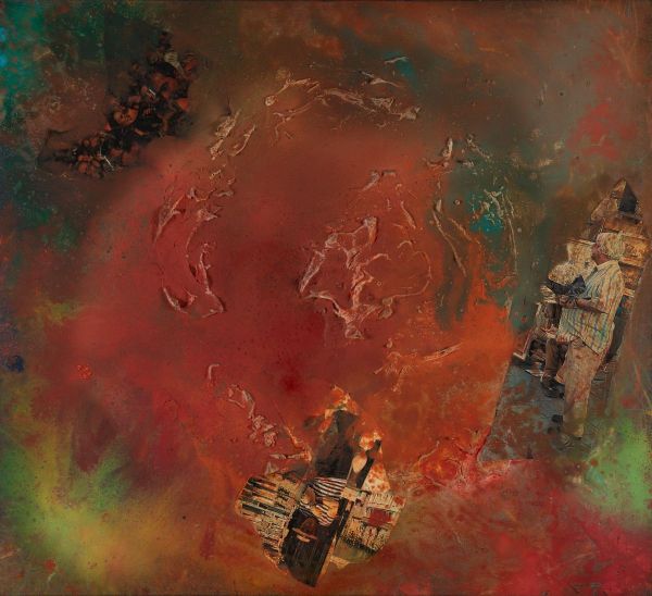 Fractal Myths: Earth 007, 2022, Acrylic, collage and mixed media on canvas, 50x55 cm