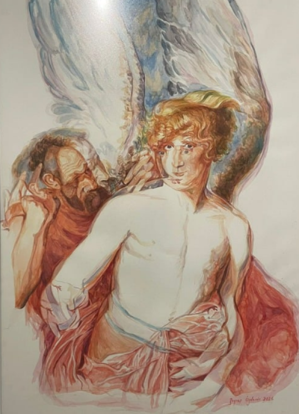 Anthony van Dyck'a Saygı 'Daedalus ve Icarus, 2026, Watercolor on paper, 100 x 140 cm.