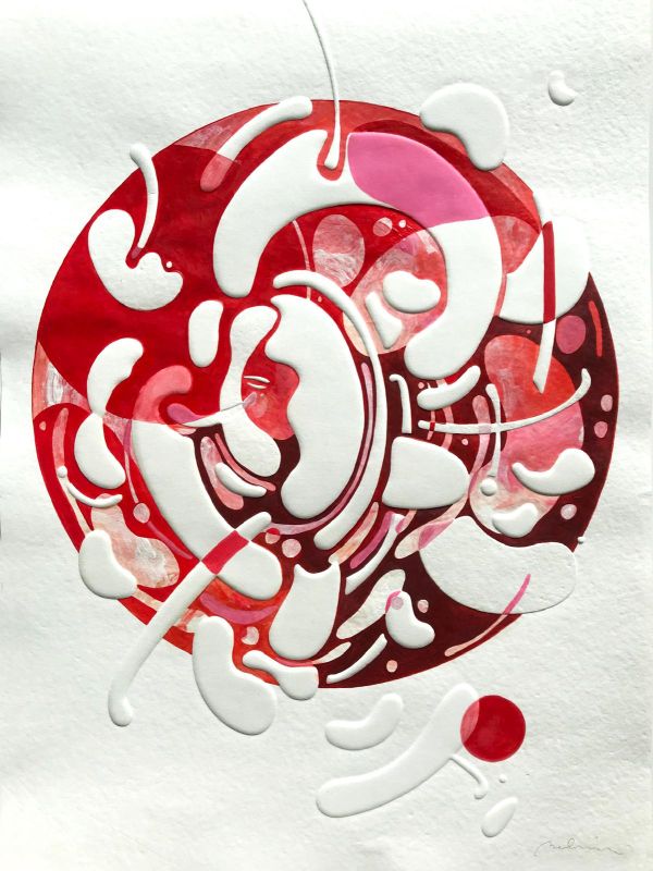 Felt too much, 2020, Mix media (graphite,acrylic, ink) and embossing on Paper, 100 x 70 cm.