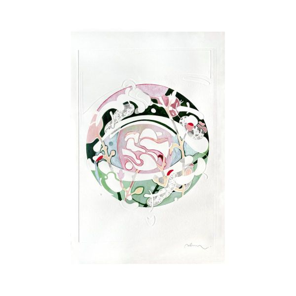 Eye of Kybele Embossing, 2021, Mix media (graphite,acrylic, ink) and embossing on Paper, 76 x 56 cm.