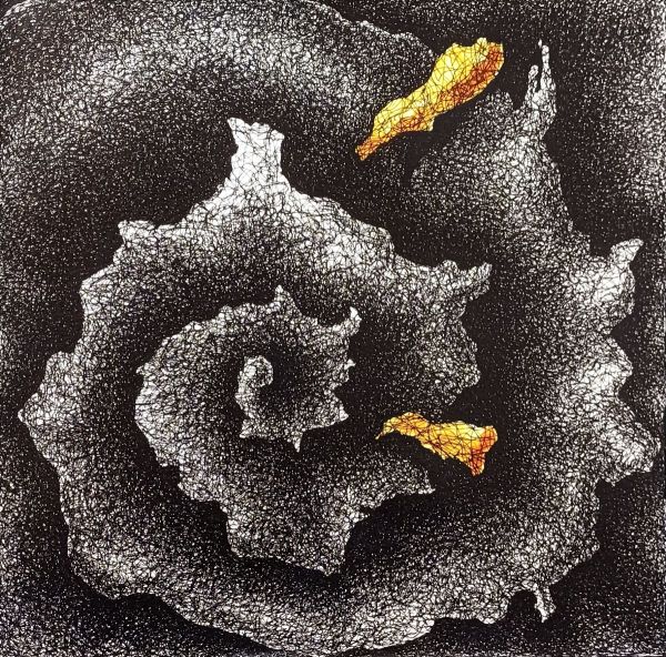 Fractus 60, 2024, Ink application on Canvas, 25 x 25 cm.