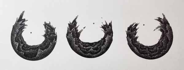 Fractus 68, 2024, Ink application on Paper, 49 x 69 cm.