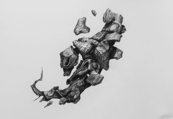 Fragment 7, 2022, Graphite on acid-free paper, 42 x 51,5 cm.
