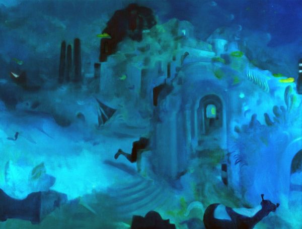 Centrifugal Escape, 2025, Oil on canvas, 145 x 190 cm.